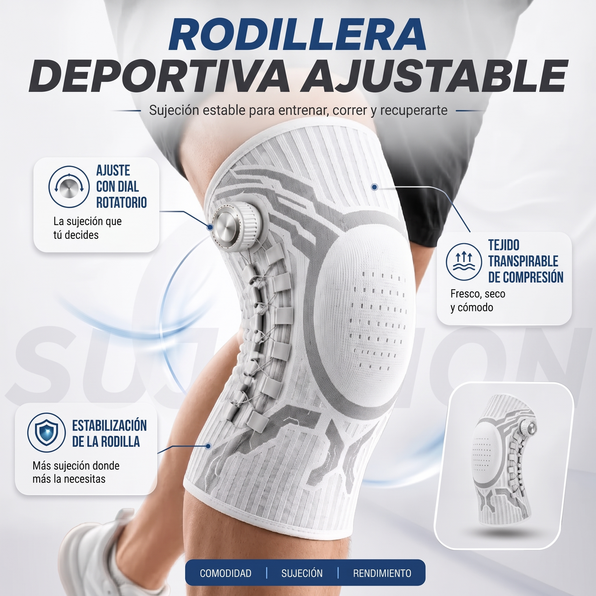 KneeFlex™ — Rodillera con Dial de Ajuste Preciso