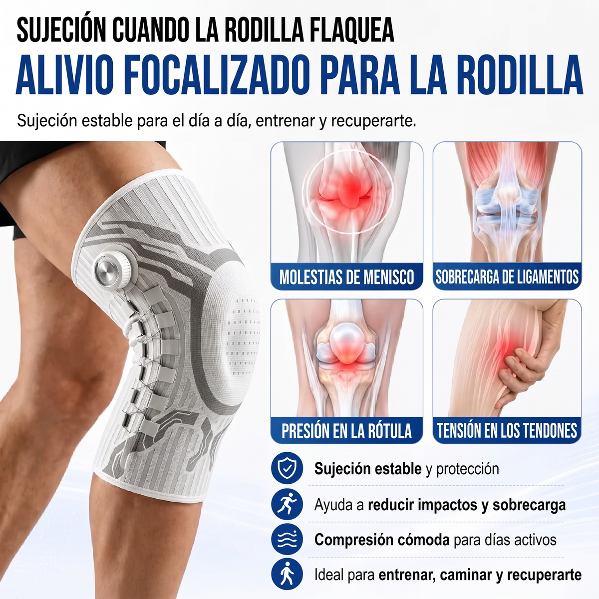 KneeFlex™ — Rodillera con Dial de Ajuste Preciso